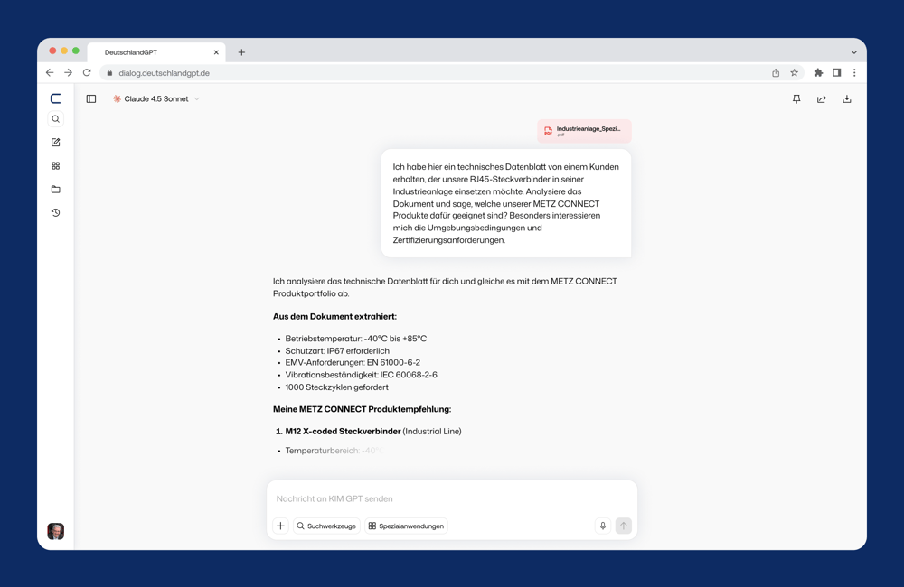 DeutschlandGPT Plattform bei METZ CONNECT